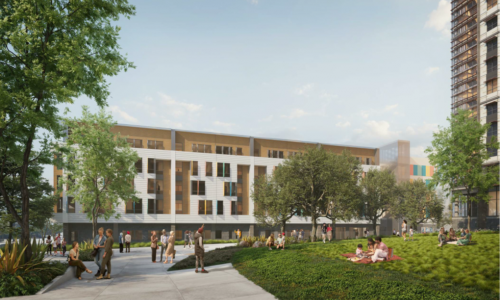 rendering of people's park supportive housing development
